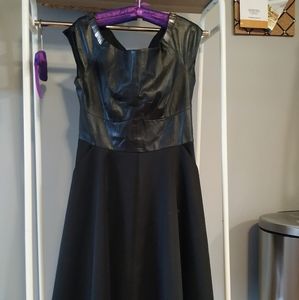 Black faux leather top dress
